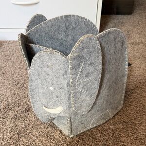Gray Felt Elephant Storage Basket